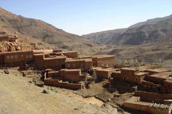 Pueblos de barro en el sur del Alto Atlas, Marruecos